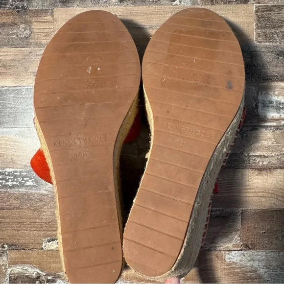 NWOT Kenneth Cole Red Strappy Braided Rope Wedge Women Size 7.5 - Picture 6 of 6